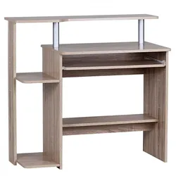 KADIMA DESIGN Computertisch WL1.171 Sonoma 94x90,5x48,5 cm Laptop Tisch Modern mit Tastaturauszug, PC-Tisch mit Drucker-Ablage platzsparend, Schreibtisch für
