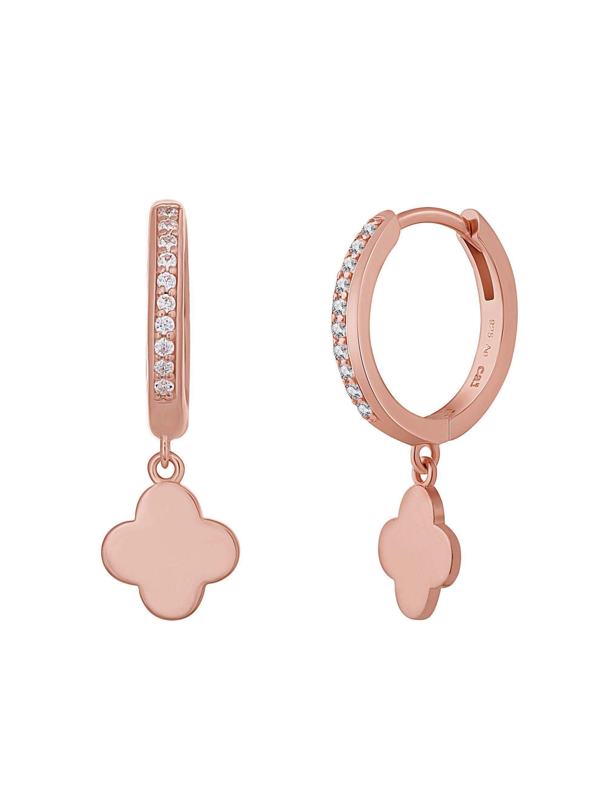 cai Creolen 925 Sterling Silber rosé vergoldet Kleeblatt Zirkonia