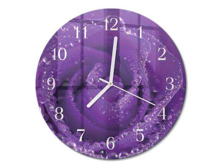 Tulup Wanduhr fi30 cm - Rose, Lila, Glas, Rund, 30x30x0.4 cm, Dekoration, Uhren, Wanduhren