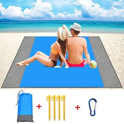 Uplifted Finds 2025 Fashion No Sand Beach Towel Mat Waterproof Oversized Pocket Picnic Camping Blanket blue Double Grey 200 Cm X 210 Cm