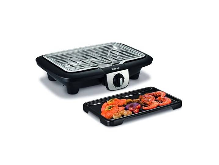 Tefal - EasyGrill 2en1 - Barbecue et Plancha de table - 4 personnes - 2100w Barbecue électrique et plancha grill 2 en 1 - Cuisson intérieure ou extérieure - Thermostat 5 positions - Nettoyage facile