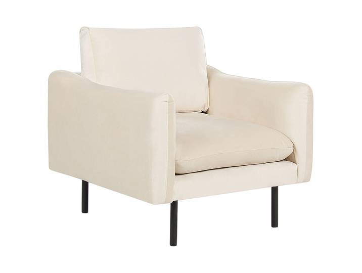 Beliani Sessel Samtstoff Hellbeige Vinterbro, Beige, 83x86x84 cm, Wohnzimmer, Sessel, Polstersessel