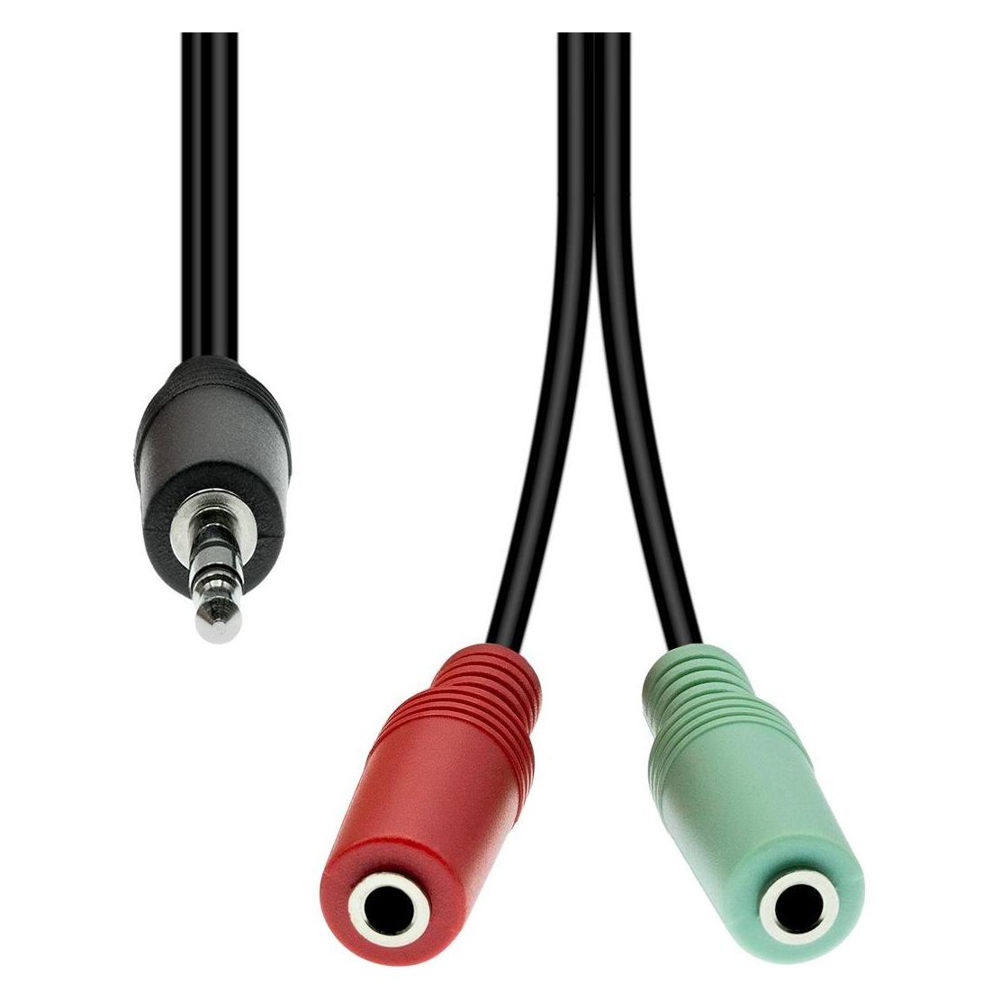 ProXtend Mini-Jack 4-Pin to 2x 3-Pin Cable M-F Black 30cm (0.30 m) (835269)