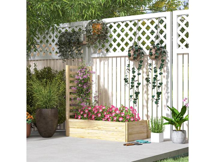 Outsunny Jardinière avec Treillis Bois Sapin 115x60x110 cm