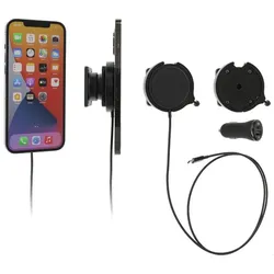Brodit Halter m. MagSafe + KFZ-Lader, Smartphone Halterung, Schwarz