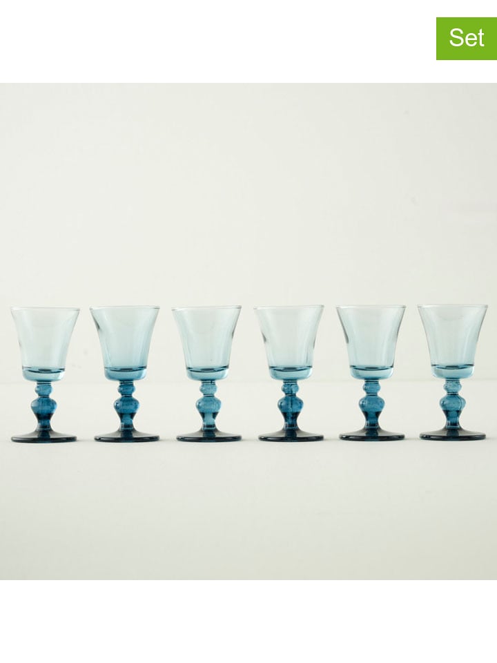 BELLA MAISON 6er-Set: Gläser "Colored" in Blau - 47 ml - onesize