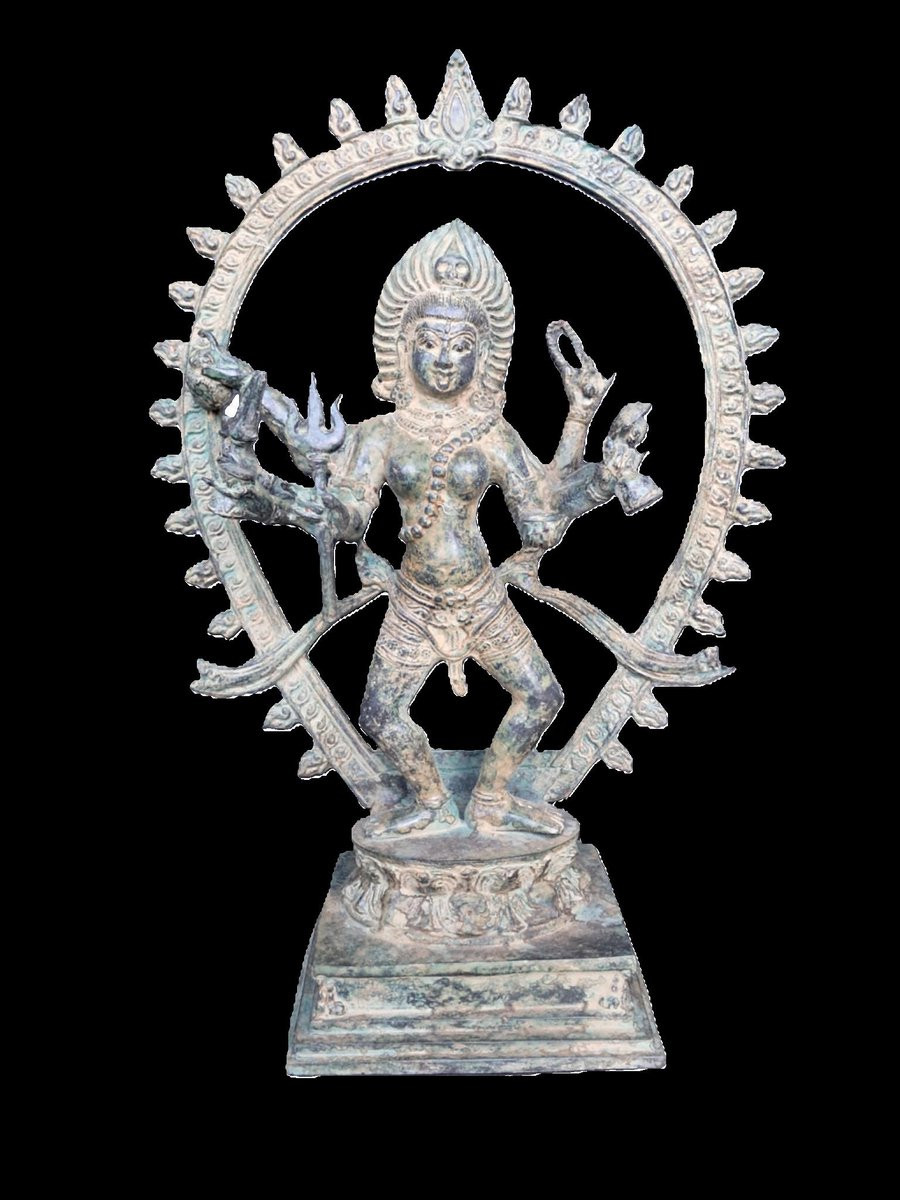 Bronskleurige Kali godin standbeeld voor op tafel, 37 cm