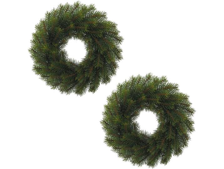 Winterliche Kunstpflanze OTTO HOME Weihnachtsdeko , grün, Ø:25cm, Kunststoff, Kunstpflanzen, Winterliche Kunstpflanze, Kranz, Ø 25 cm, 2er-Set