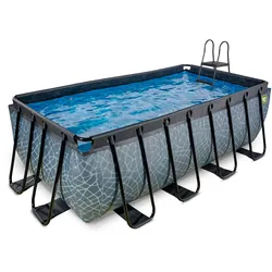 EXIT Stone Aufstellpool 400x200x122cm mit Sandfilterpumpe - grau