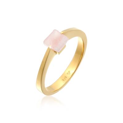 Silberring ELLI PREMIUM "Ring Solitär Edelstein Viereck Klassik 925 Silber" Gr. 60, gold, Fingerringe, Damen, 60, Silber 925 (Sterlingsilber), Silberring