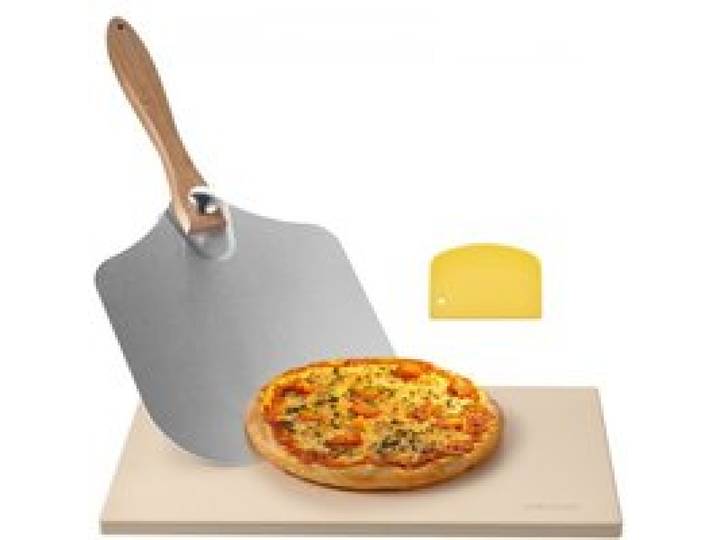 VEVOR Pizzastein Backstein 508 x 355 mm, rechteckiger Cordierit-Pizzastein, extra große Steinplatte mit Schaber & Schaufel, 1,5 cm dick, hitzebeständig, für Küchenofen Brotbacken Pizzabacken