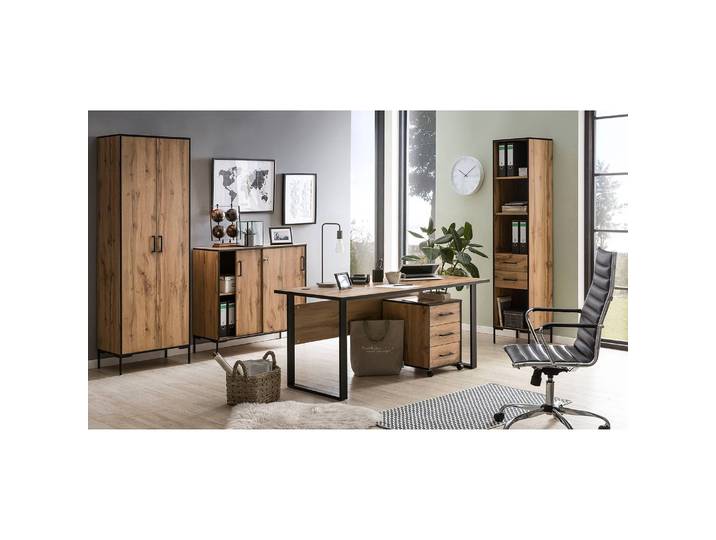 Aktenschrank Cumminus 65 x 194 x 39cm Braun/Eiche Dekor