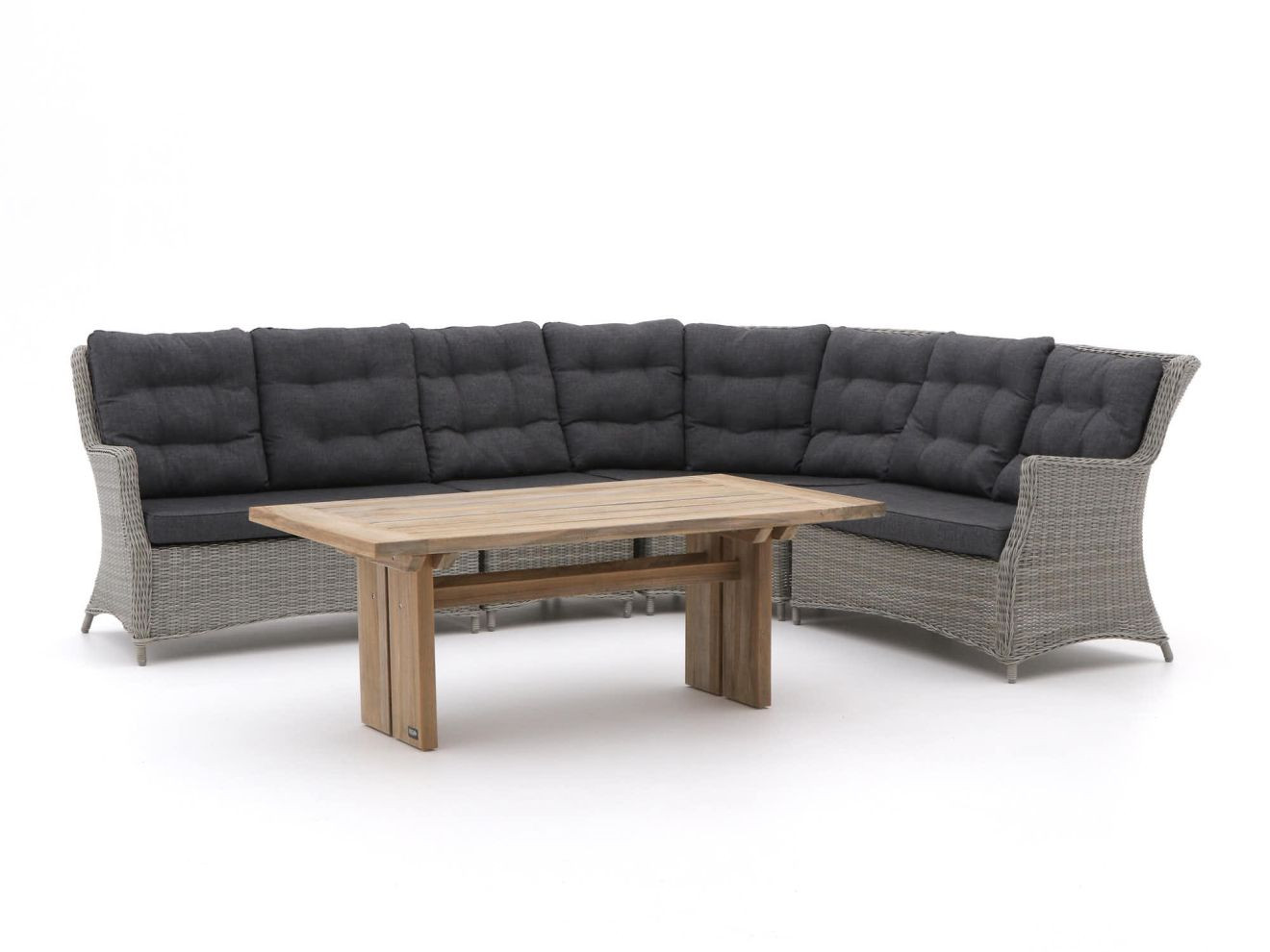 Intenso Dining loungeset voor 6 personen, Grijs, Rattan en Textiel