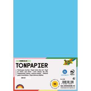 Folia Tonpapier 6330, A3, himmelblau, 130g/m², 50 Blatt