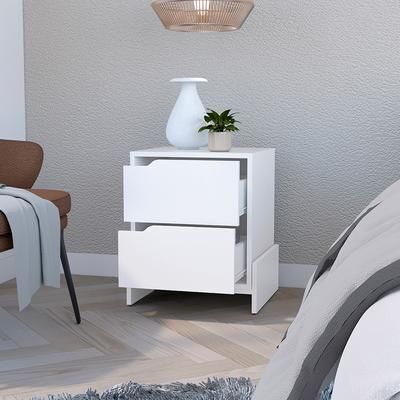 Kodotan sofa Nightstand Brookland,Bedside Table with Double Drawers and Sturdy Base，for Living Room,and Dining Room