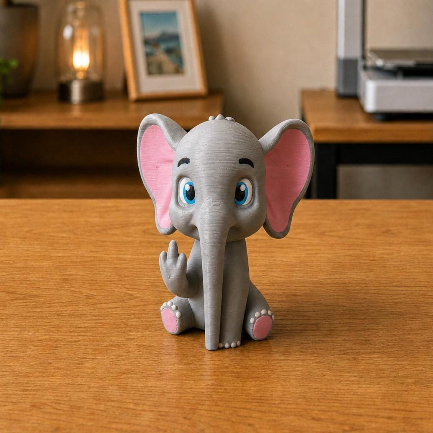 AnimalsAttitude Grote Olifant Figurine met Middelvinger 3D-geprint PLA Beeldje