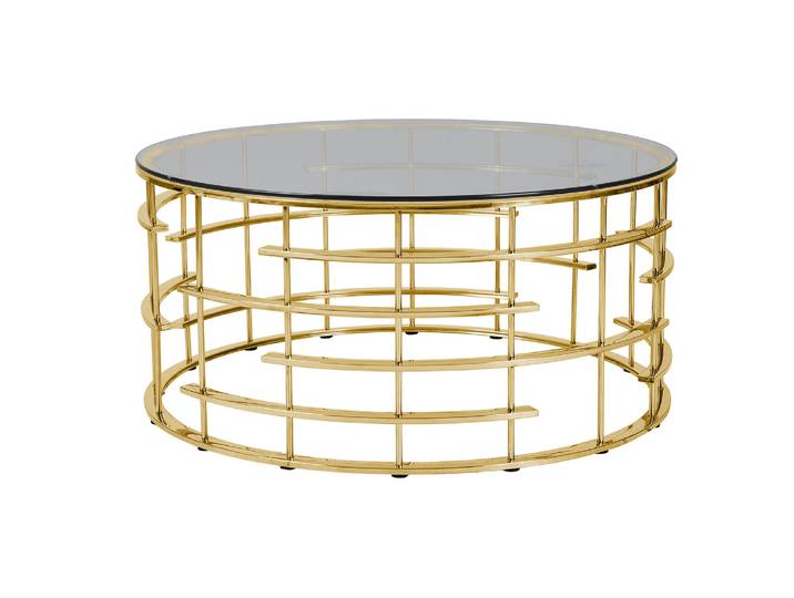 SalesFever Couchtisch mit Design-Gestell in Stainless Steel Ø 90