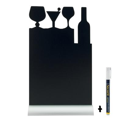 Securit® Tischtafeltafel - Silhouette Cocktail - Aluminium Sockel - Kreidestift inklusive