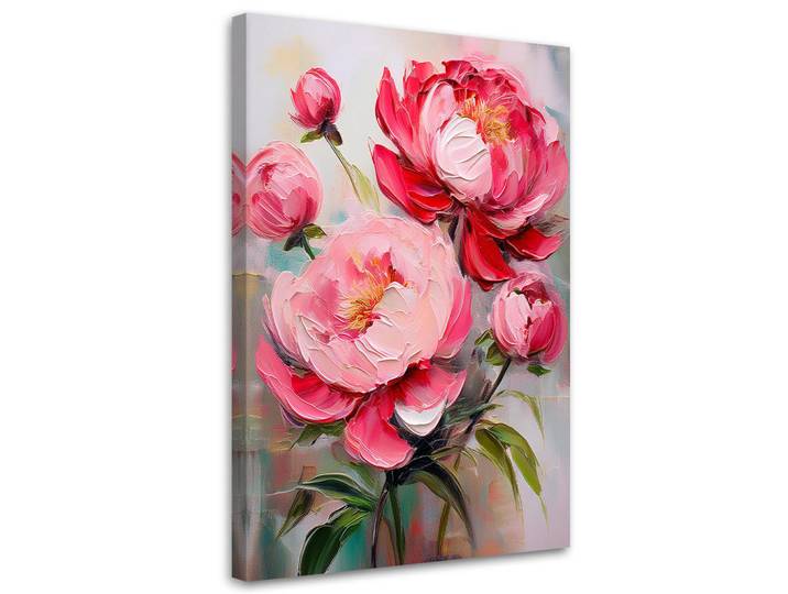 Feeby Wandbild rosa pfingstrosen blumen pflanzen, Pink, Floral, Rechteckig, 80x120 cm, Bilder & Rahmen, Bilder, Leinwandbilder