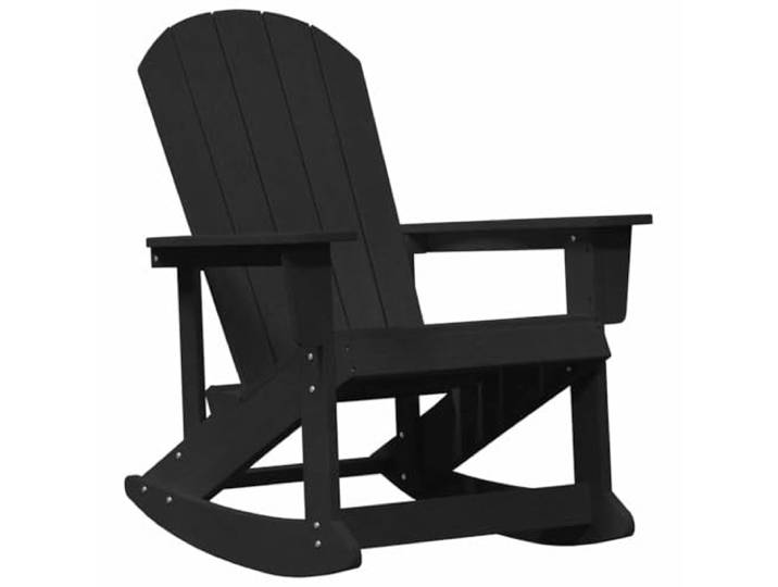 ZQQLVOO Adirondack-Schaukelstuhl Schwarz 92 x 73,5 x 92 cm HDPE Wetterfest, Ergonomisches Design, Breite Armlehnen, Pflegeleicht, Für Garten Und Terrasse