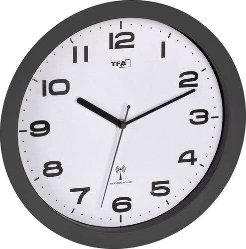 TFA Dostmann 60.3554.10 Funk Wanduhr 50mm x 320mm Anthrazit Leisegang-Uhrwerk