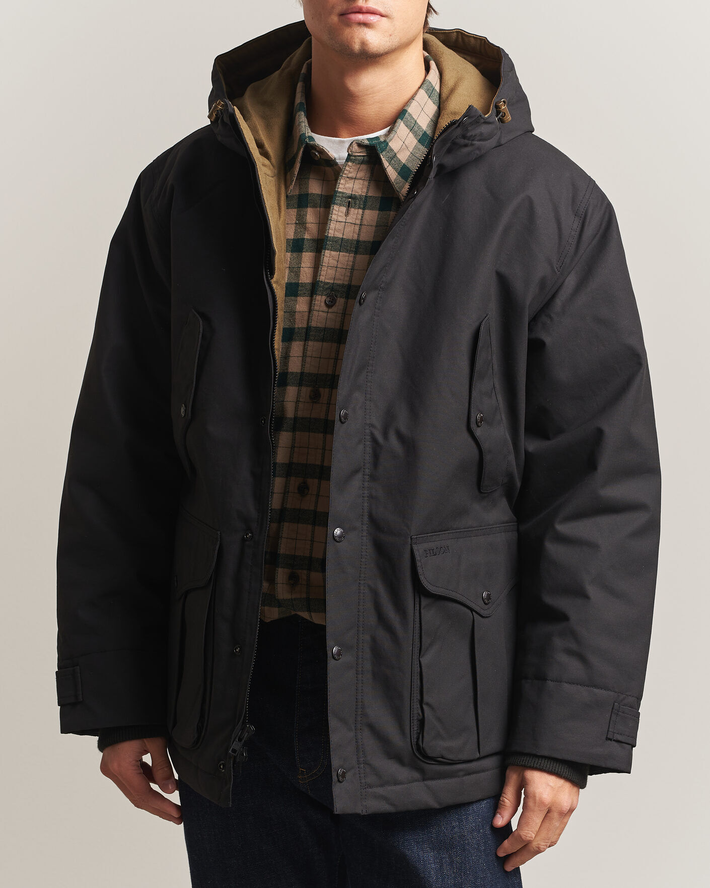 Filson Waxed Mountain Parka Black men L Sort
