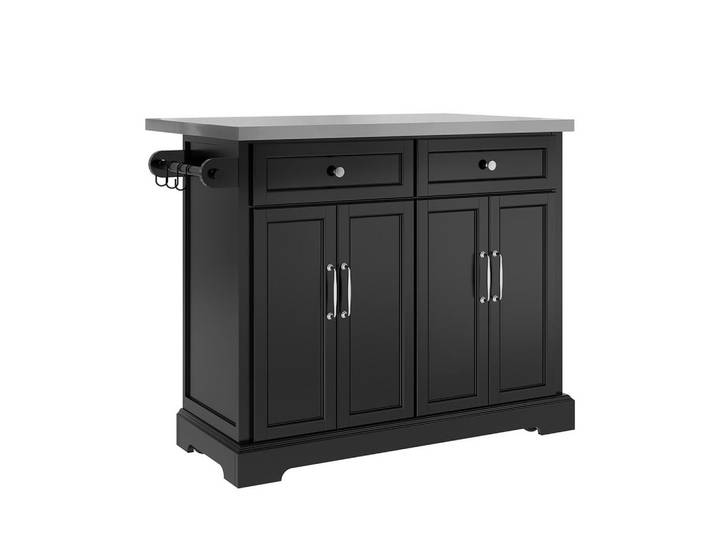 SoBuy Kücheninsel mit Aufbewahrung Fkw71-Iii-Sch, Ahornfarben, Fell, 2 Schubladen, Rechteckig, 115x93x71 cm, Esszimmer, Servierwagen