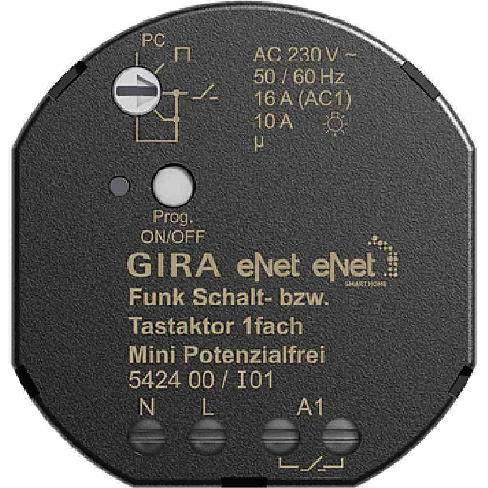 Gira eNet draadloze schakel- en drukknop 1-voudig, mini, potentiaalvrij