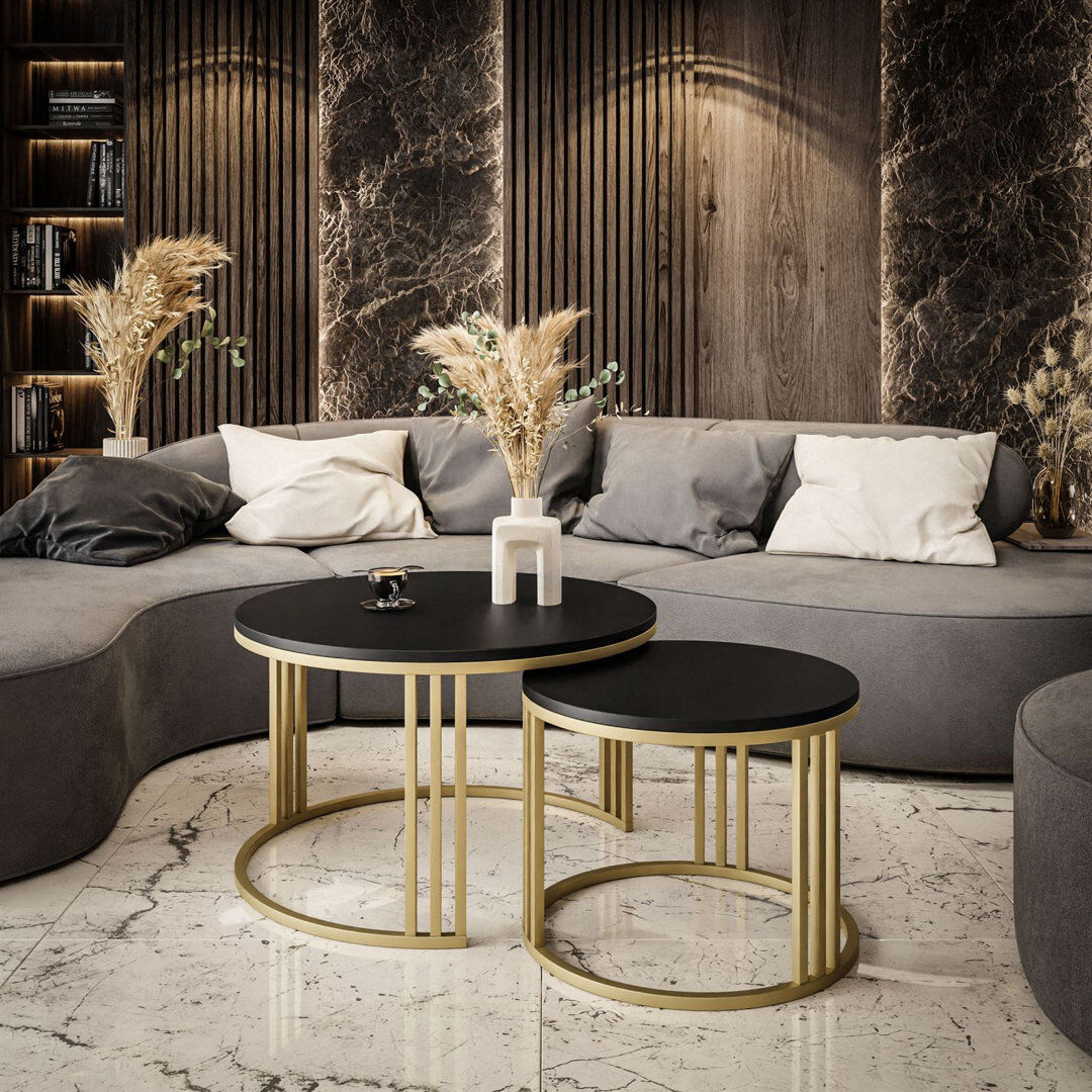 Fairmont Park Downey 2 Piece Coffee Table Black Matt/Gold