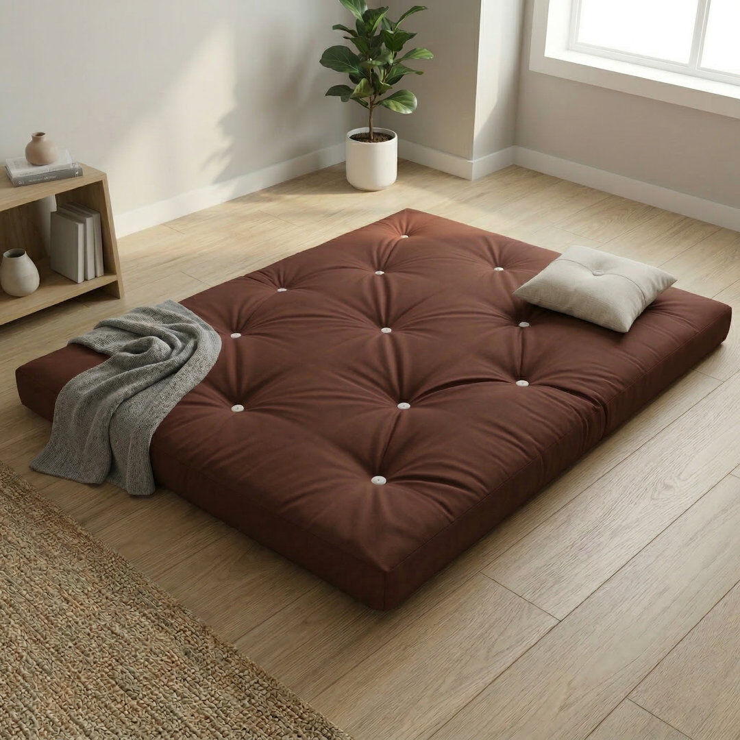 Symple Stuff 15cm Futon Mattress Futon Mattress Brown Double (4'6)