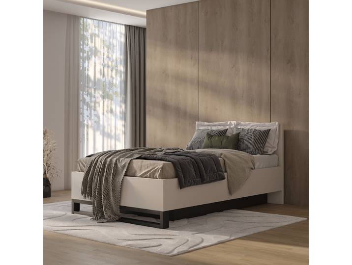 Bettgestell 140 x 200cm Spanplatte, beschichtet Beige/Kaschmir
