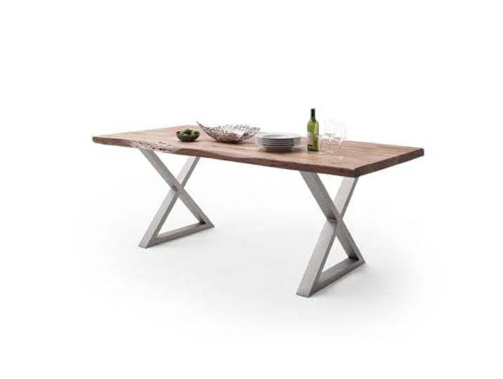möbelando Baumkantentisch >Calabria< in Akazie Natur lackiert - 220x79,5x100 (BxHxT)