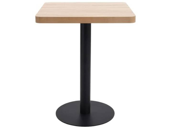 GPUTYGHN Bistrotisch Hellbraun 60x60 cm MDF Tischplatte mit Holzmaserung, Stahlbein und Sockel, pflegeleicht, feuchtes Tuch, Wohnung, Küche