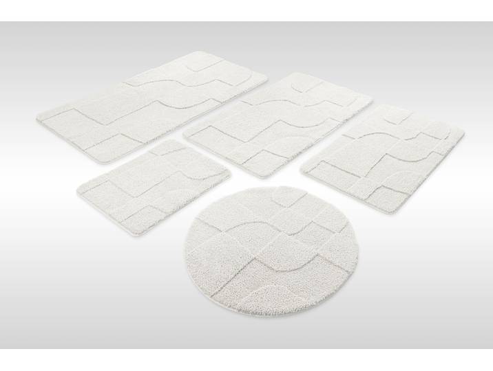 Badematte WECON HOME Davie , weiss (weiß), H:25mm, Polyester, Badematten, Badematte, Badteppich, Hoch-Tief-Effekt, weich, rutschhemmend, waschbar, getuftet