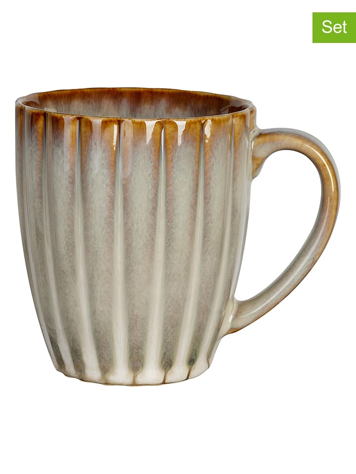 Cosy&Trendy 2er-Set: Kaffeetassen "Astera Pearl" in Creme - 350 ml - onesize