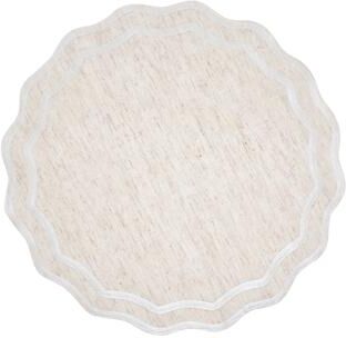 Saro Lifestyle Scalloped Embroidered Placemats Set of 4 - Cotton Placemats for Dining & Entertaining