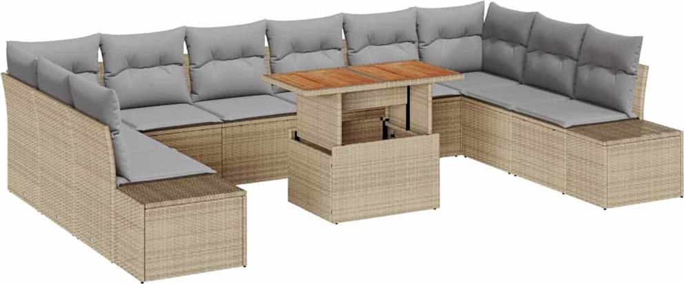 vidaXL Garten-Sofa-Set 11 stk. Beige und Grau