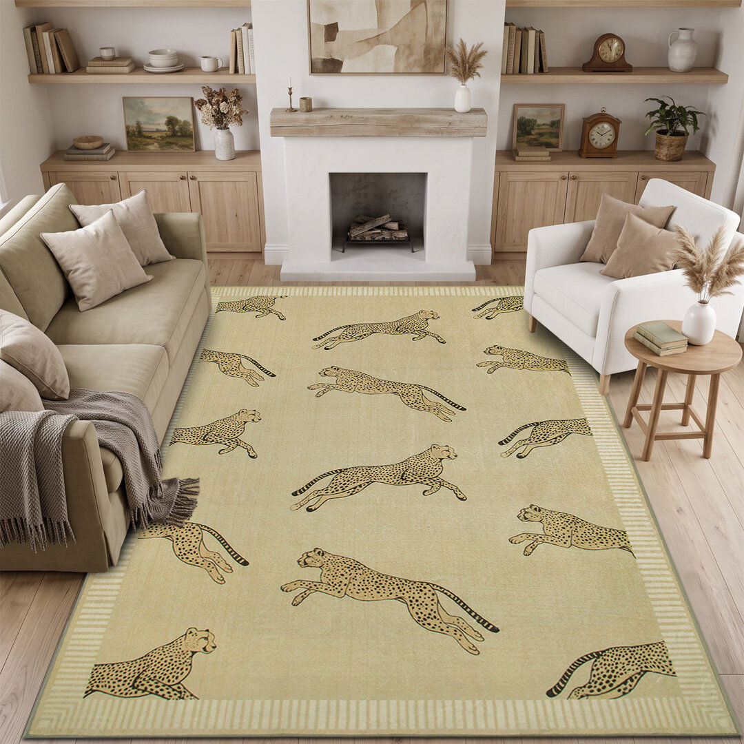 Latitude Vive Machine washable non slip area rug for living room, zebra leopard animal pattern leopard 160*230cm