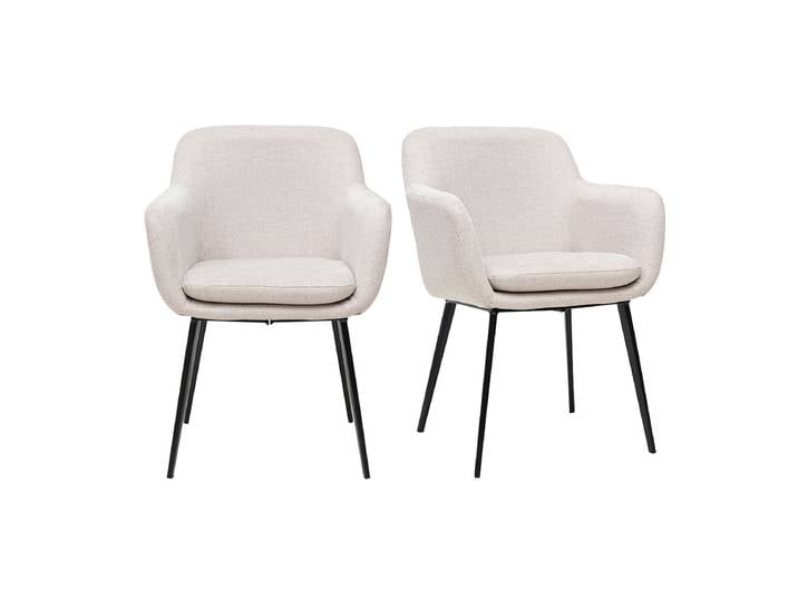 Chaises en tissu effet velours texturé beige et métal noir (lot de 2) AMIKA