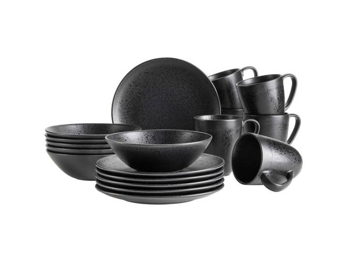 Mäser Frühstücksset Essential, Schwarz, Keramik, 18-teilig, 410 ml,720 ml, Essen & Trinken, Geschirr, Geschirr-Sets, Kaffeeservice