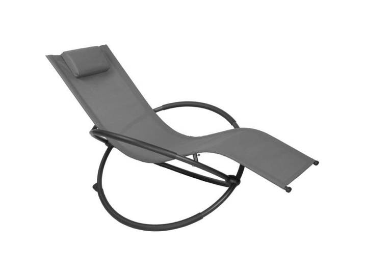 WOLTU Chaise longue de jardin en tissu Bain de soleil pour jardin Fauteuil à bascule 175x53 cm Gris