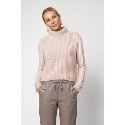 Pullunder MONARI "Pullunder Basic Chenille", Damen, Gr. 36, rosa (rosewater), Strick, Obermaterial: 100% Polyester, unifarben, regular fit taillenbedeckt, Rundhals, Pullover Pullunder, Regular fit mit Stehkragen