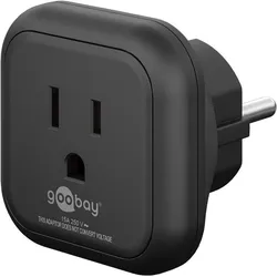 Reiseadapter, US/Japan-Buchse (Typ B, 3-polig) - Schutzkontaktstecker (Typ F, CEE 7/7), schwarz