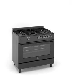 Gasline Gas-Standherd GAG90GOINNB Schwarz Matt 90 cm mit Gasbackofen, 5 leistungsstarken Brennern Erdgas 20mBar LPG 50mBar
