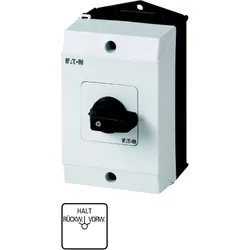 Eaton 222673 Wendeschalter, T0, 20 A, Aufbau, 3 Baueinheit(en), Kontakte: 6, 45 °, rastend, mit HALT-Stellung, Rückwärts-Halt-Vorwärts