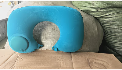 Shop Station Compact Inflatable Travel Neck Pillow Portable U Shaped Neck Support For Flights, Cars & Office blue