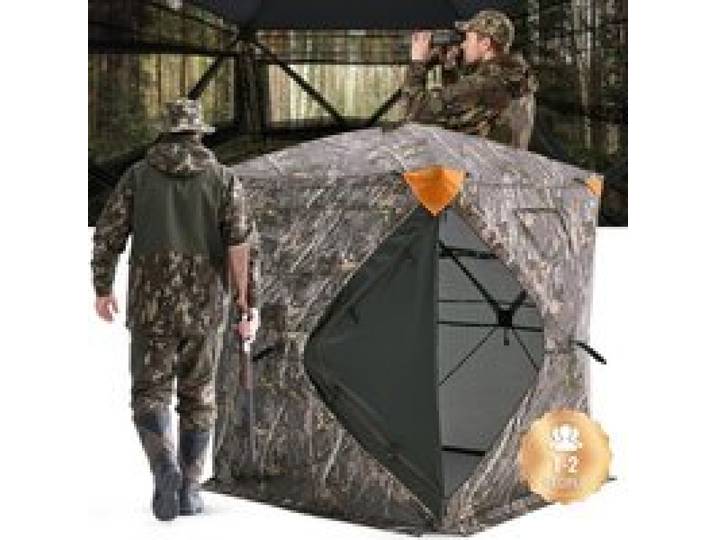 VEVOR Jagdversteck, 270° durchsichtiges Bodenversteck, 1–2 Personen Pop-Up-Hirschversteck für die Jagd mit Tragetasche, tragbares, belastbares Jagdzelt, durchsichtiges Einwegnetz für Hirschjagd
