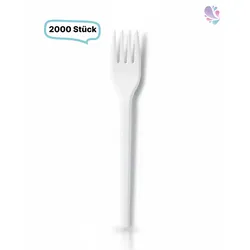 Gabel, Plastikgabel, Mehrwegbesteck, 16 cm, 2.000 Stk, weiß, robust, Premium Qualität