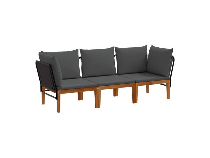 vidaXL Sofaelement 3 stk. Massives nholz & Seil Natur (3 St)