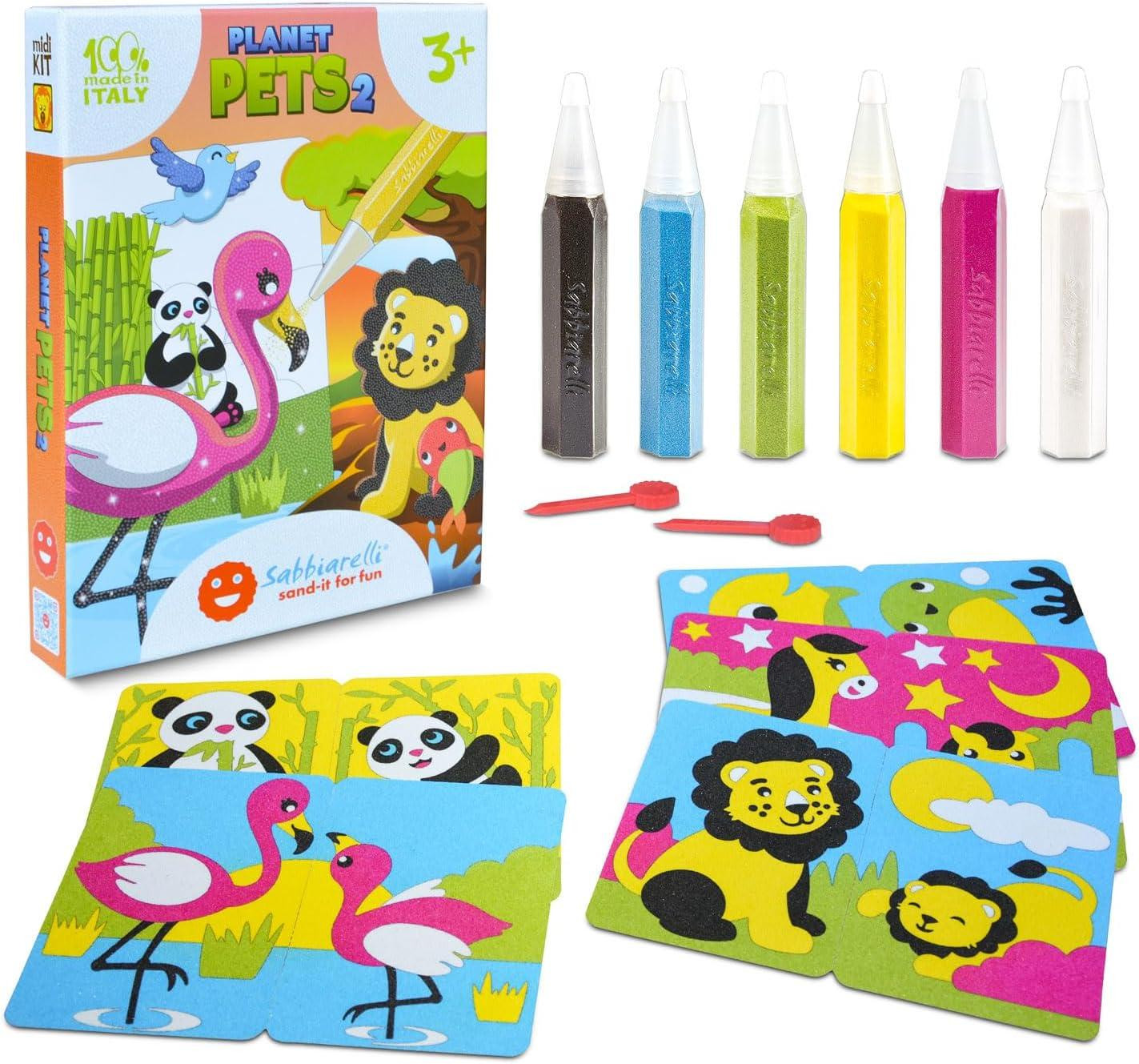 Kit Planet Pets II 3+ | 2-in-1: Sand Art en Dierenparen van oCreon